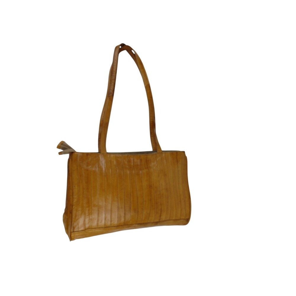 Lee Sands Yellow Eel Skin Purse With Shoulder Strap Vtg